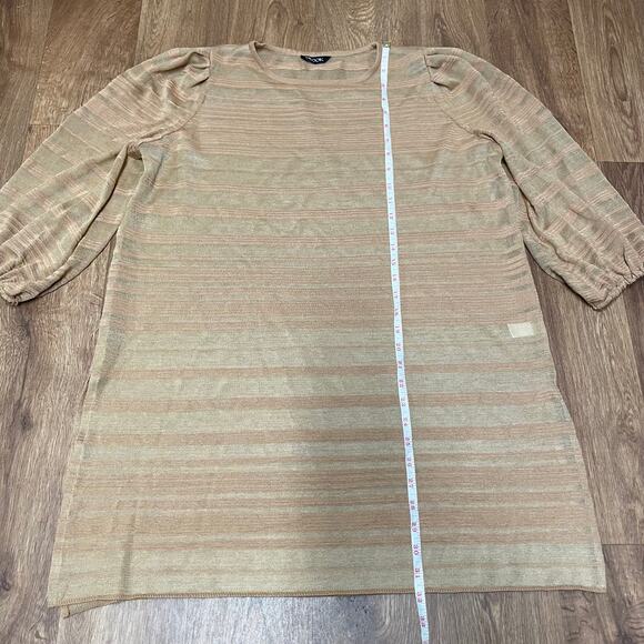 Misook Women Jacquard Stripe Balloon Sleeve Sweater Tunic Dress Side Slit Medium - Picture 10 of 12